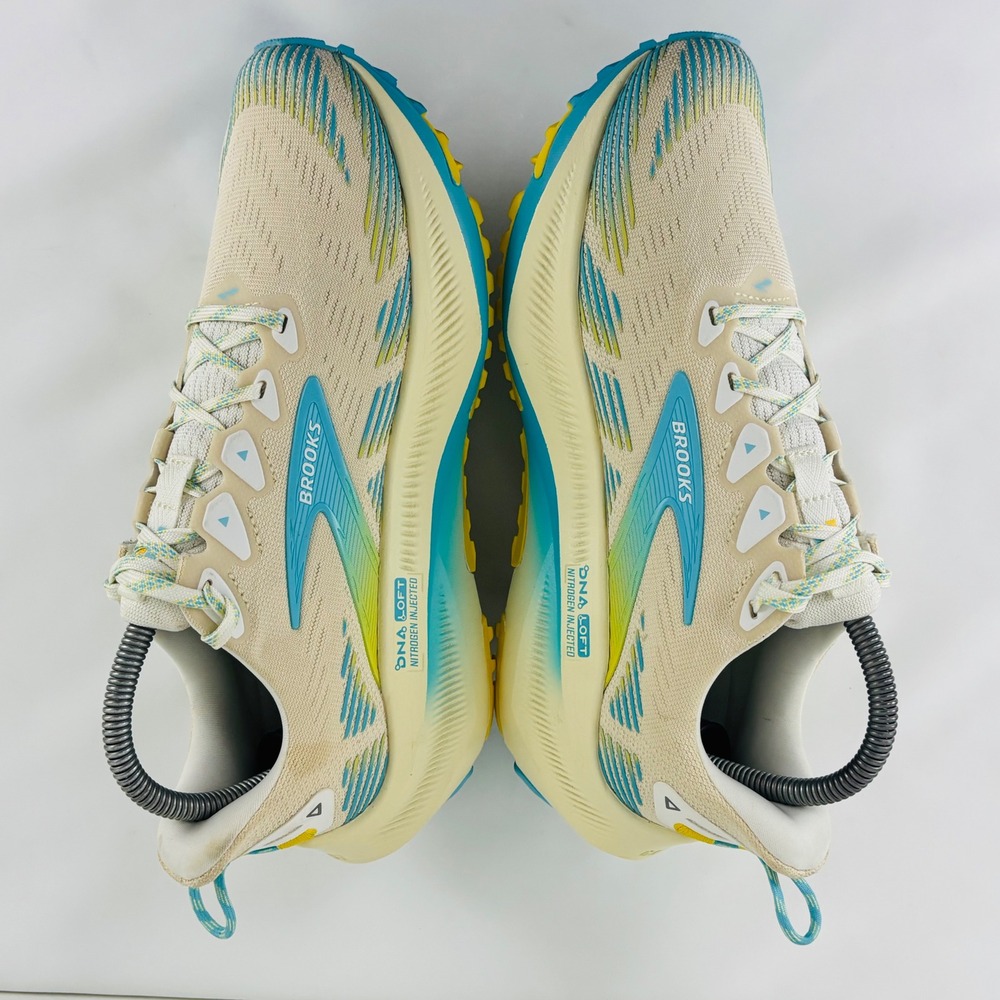 Brooks Ghost Max Running Trail Shoes Cream Blue Yellow 1204641B222 Womens 8.5 B - Picture 3 of 13